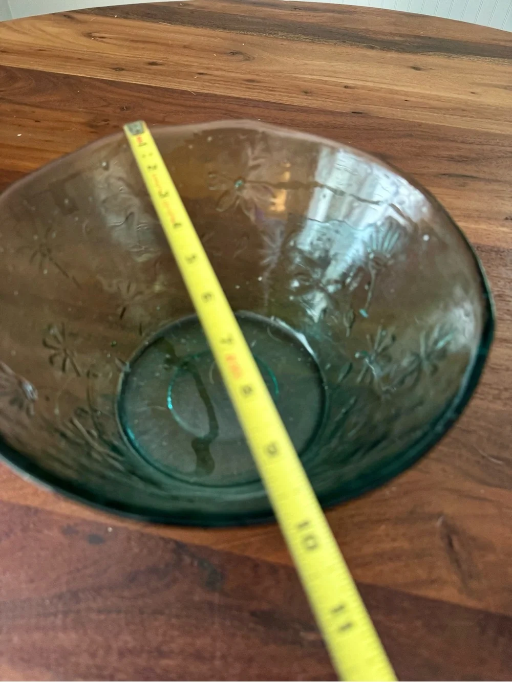 TAG Bubble Glassware Collection 10” Serving Bowl Flowers Retro Aqua Green